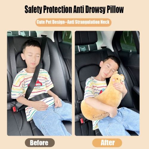 Voiture Enfants Housse de protection de l'épaule Dessin animé Peluche  Housse de ceinture de sécurité Housse Oreiller Oreiller Bébé Voiture  Oreiller mignon