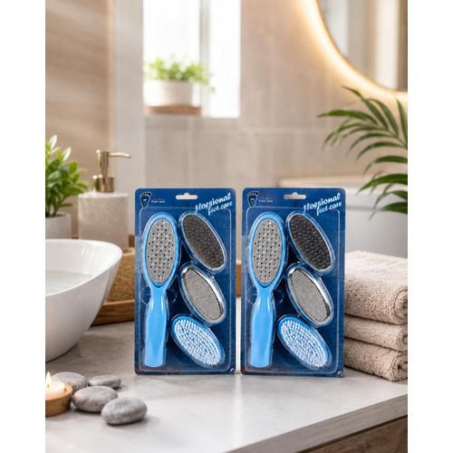 Generic Lot de 2 Râpes à pieds 4 en 1 avec accessoires - Bleu - image 3