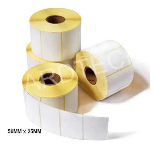 Rouleau 500 étiquettes adhésives blanches pour imprimante thermique directe  50,8x25,4mm