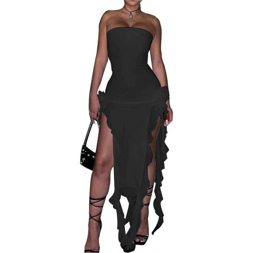 product_image_name-Gadtom-Robe longue fluide femme sexy à volants et franges, sans manches, dos nu, épaules nues, moulante, fendue et ourlet irrégulier-1