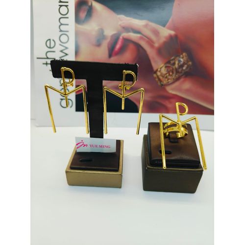 product_image_name-Fashion And Style-Boucles d'oreilles et bague originales couleur or-1