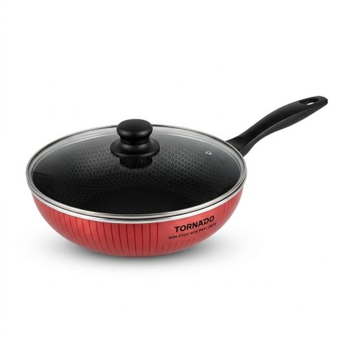 Generic Wok Antiadhésif Haute Qualité + Couvercle en Verre - image 4