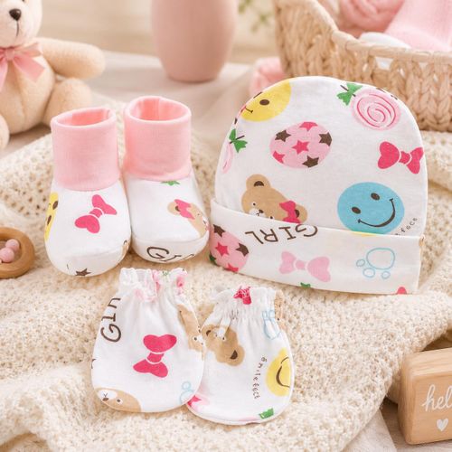 Generic Ensemble Bébé 3 Pièces – Bonnet + Moufles + Chaussons - image 2