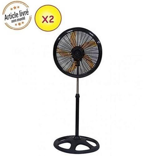 Generic Lot De 2 Ventilateur à Pied - 5 Hélices - Noir