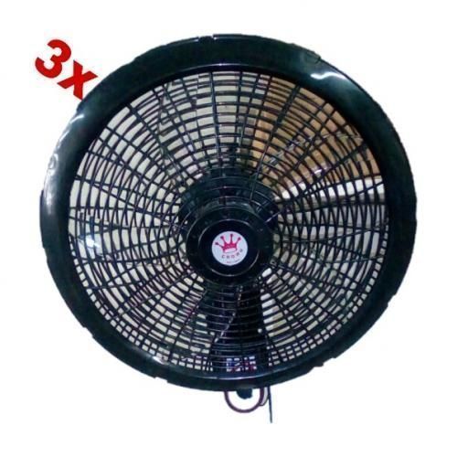 Crown Ventilateurs Muraux - Lot De 3- Noir