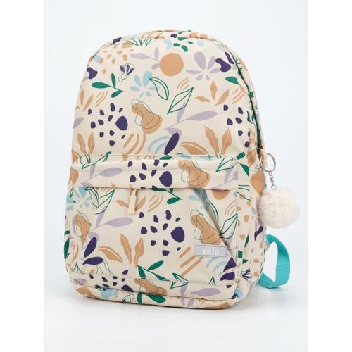 Generic Sac à dos scolaire à motifs floraux avec pompon