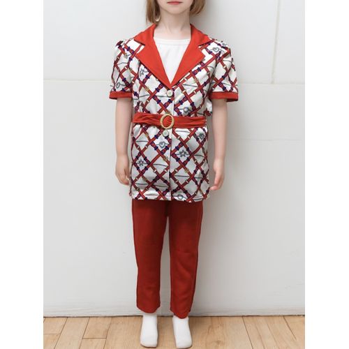Lilas Costume costume fille taille retranchee plaid imprime pantalon manches courtes rouge Prix pas cher Jumia CI