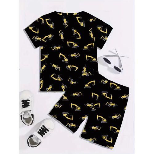 product_image_name-Fashion-Deux-pièces Yellow Excavator Imprimé Manches Courtes - Jaune-2