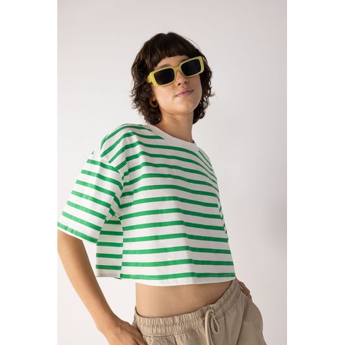 DeFacto T Shirt Court Femme Manches Courtes Vert Prix pas