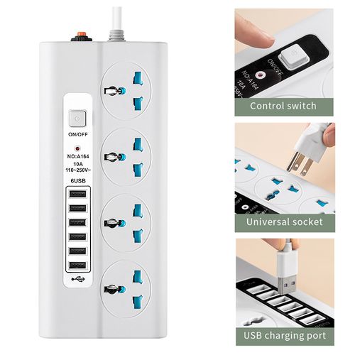 Generic Rallonge Multiprise 6 Prises + 2 Ports USB Parafoudre