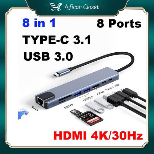 Generic USB3.0 USB PD SD/TF RJ45 4K 8-in-1 87W HUB Multiport