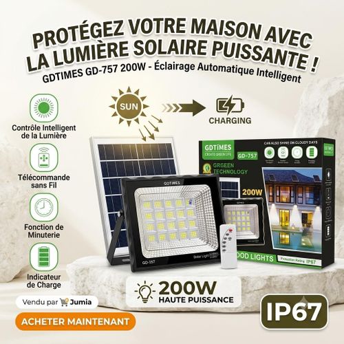 Generic Projecteur Solaire LED 200W Haute Performance - image 2