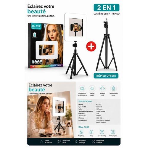 Generic Anneau LED -11 pouces – Ring Light Professionnel avec Télécommande - image 4