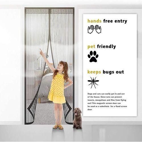 product_image_name-Generic-1 Paquet De Porte Moustiquaire Magnétique, Porte Moustiquaire Auto-obturante, Fermeture Magnétique Résistante Pour Empêcher Les Insectes D'entrer, Porte Moustiquaire Rétractable En Maille Porte Moustiquaire Coulissante-3