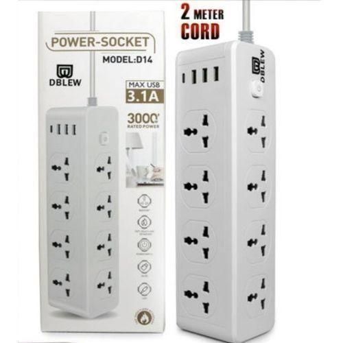 Generic RALLONGE ELECTRIQUE MULTIPRISE D14 Et 8 PRISES + 1 PORT PD TYPE C - BLANC