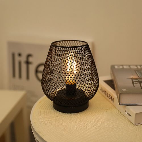 Generic Lampe De Table Cage En Métal Alimentée Par Batterie - Avec Ampoule  LED - Prix pas cher