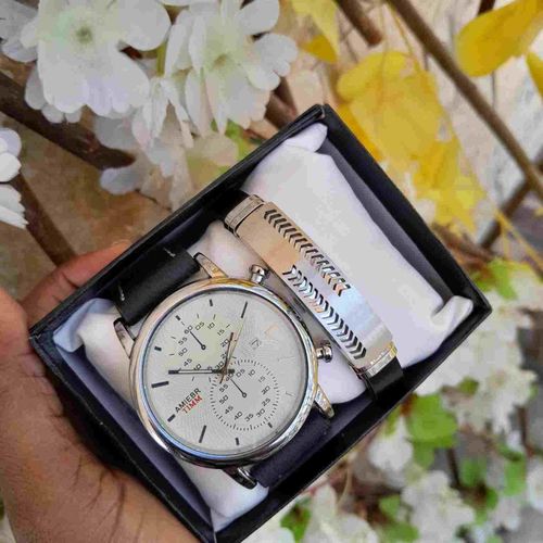 product_image_name-Fahion-Box cadeau  Homme composé  Montre Noir  fond banc et bracelet noir fond Argenté,   En Acier Inoxydable  idéal cadeau de saint valentin, anniversaire,  mariage, baptêmes -3