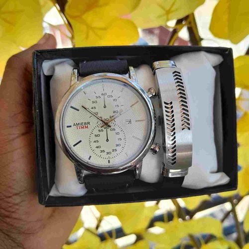 product_image_name-Fahion-Box cadeau  Homme composé  Montre Noir  fond banc et bracelet noir fond Argenté,   En Acier Inoxydable  idéal cadeau de saint valentin, anniversaire,  mariage, baptêmes -4