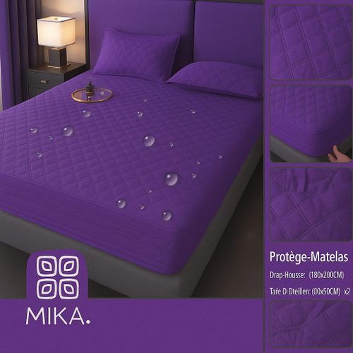 product_image_name-Mika-Drap De Lit Imperméable et deux taie d'oreiller   2places violet-1