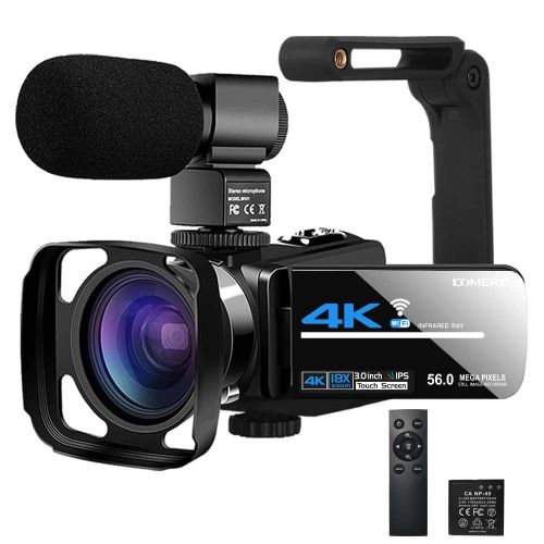 Dvc Caméra Vidéo  4k Vlogging Caméra UHD 56MP Avec Vision Nocturne  WiFi Caméra Zoom 18X Avec Micro, Caméscope Caméra Vidéo 2.4G Télécommande  Et Carte SD 32G - Prix pas cher