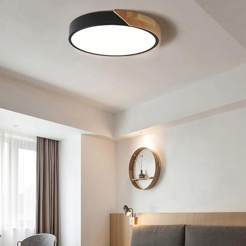 product_image_name-Generic-Plafonnier rond en bois créatif, noir - diamètre de 30 cm - variation de couleur tri-couleur-5