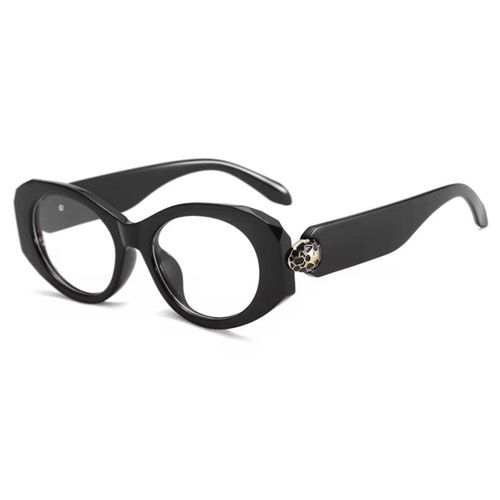 product_image_name-Generic-Lunettes de Vue Femme - Monture Épaisse Œil-de-Chat - Détail Bijou Panthère Dorée - Noir Intense - Style Luxe-1