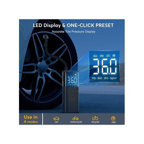 product_image_name-TodyJeyHo-Gonfleur de pneus Compresseur d'air portable, Pompe à air sans fil pour pneus de voiture, Affichage LCD de pression précis, Pompe pour pneus de vélo électrique 150PSI avec manomètre, Lumière LED pour moto, vélo, ballon, accessoires de voiture-3