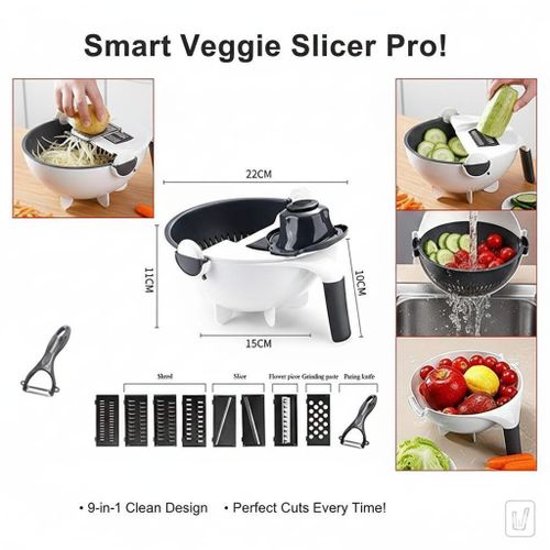 product_image_name-Generic-Coupe-Légumes Manuel Multifonctionnel 5-en-1 (Râpe, Trancheuse, Coupe-Dés) - Avec Panier de Drainage Intégré (Lavage & Égouttage) - Préparation Rapide, Lames Interchangeables-2