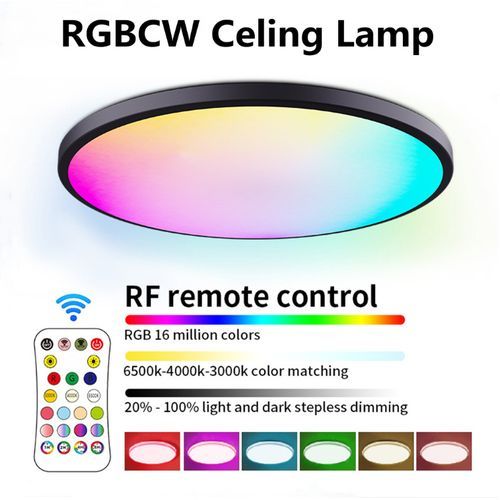 Lampe ronde LED multicouleur RGB d'ambiance et télécomande