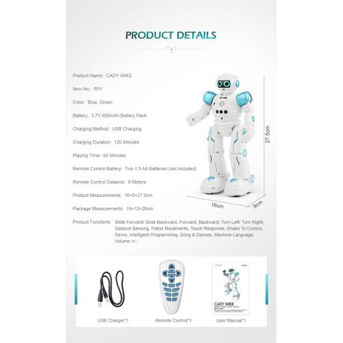 Generic CADY WIKE R11 Robot Intelligent Jouet Pour Enfants Bleu Prix pas cher Jumia CI