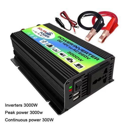 product_image_name-Generic-Convertisseur de Tension 12V vers 220V - Onduleur Power Inverter 3000W Peak - Adaptateur Allume-Cigars & Pinces Batterie - Avec 2 Ports USB pour Recharge Téléphone et PC-1