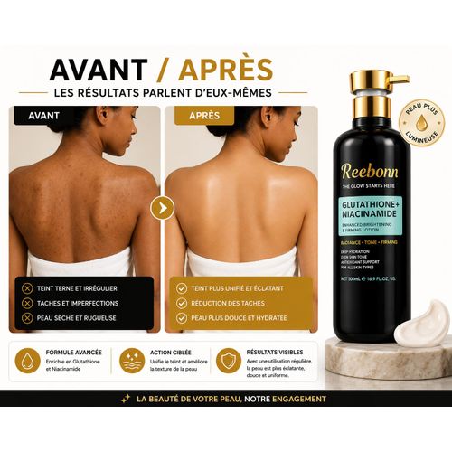 Reebonn  Glutathione  – Lotion Corps Éclat, Hydratation et Uniformité du Teint - image 6