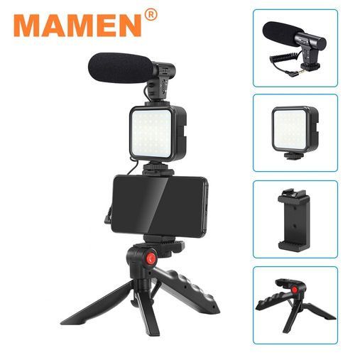 Generic Support De Téléphone Trépied Avec Clip & Kit Microphone & Lumière  LED - Prix pas cher