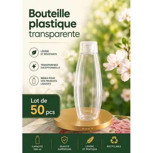 Generic Flacon Transparent Pour Produits Cosmétique Avec Bouchon 500ml