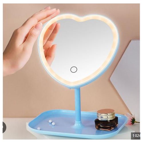 product_image_name-Generic-Miroir LED Rechargeable en Forme de Cœur avec Plateau – 2600 mAh-2