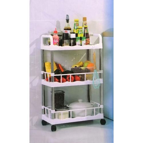 Generic Meuble De Rangement - Étagère De Cuisine Rangement 3 NIVEAUX -  Blanc - Prix pas cher