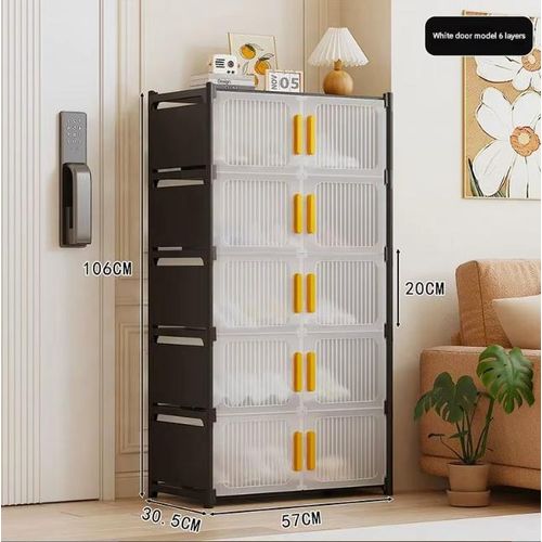 product_image_name-Generic-Meuble à chaussures empilable anti-poussière à plusieurs niveaux avec portes, grande capacité de rangement-1