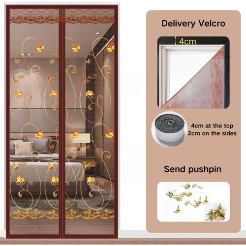 product_image_name-Generic-Porte moustiquaire magnétique à motifs brodés, rideau en maille épaisse - fermeture automatique, protection contre les moustiques et les insectes, fonctionnement mains libres, facile à installer.-3