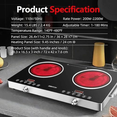Generic Cuisinière à induction tactile et électrique double foyer induction - image 8