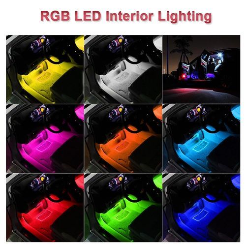 Generic 4 Pièces Voiture RGB LED Bande Lumière Voiture Style Décoratif  Atmosphère Lampes Voiture Intérieur Lumière Avec Télécommande - Prix pas  cher