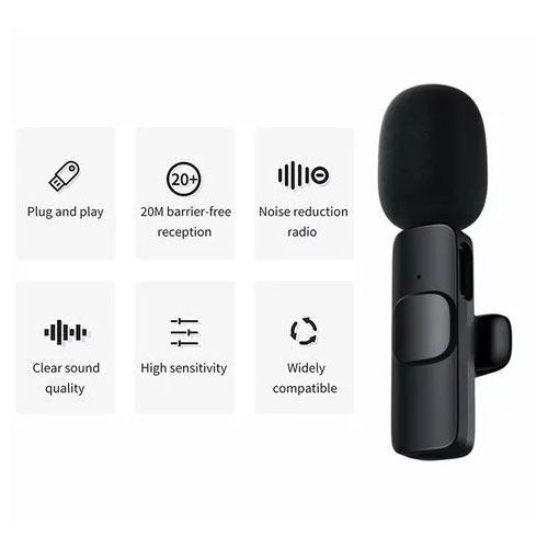 HMKCH Microphone Cravate sans Fil pour iPhone/Téléphone Android