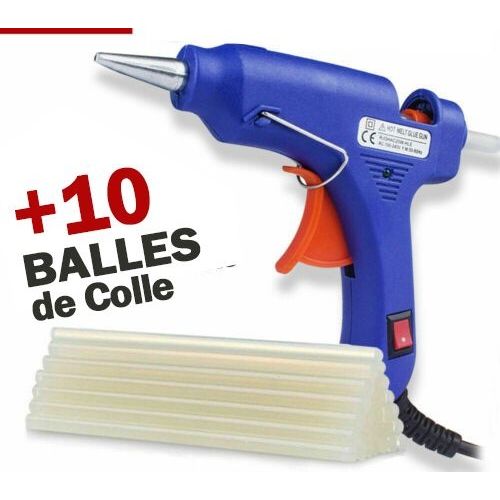 COM-FOUR® Pistolet à colle chaude avec 2 bâtons de colle, colle chaude  incolore pour l'école, bricolage et passe-temps, pistolet à colle 10W (10 W  - 2 bâtons de colle) : : Bricolage