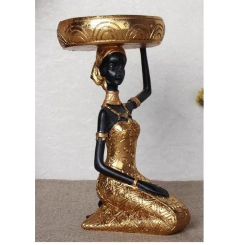 product_image_name-Generic-Statuette Femme Africaine Dorée avec Plateau-1