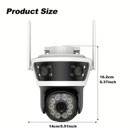 product_image_name-Generic-6MP Full HD Caméra Wifi 4K PTZ Caméra IP Extérieure De Sécurité Extérieure Sans Fil À 3 Objectif Wifi À 3 Écran - Blanc-3