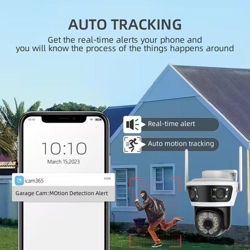 product_image_name-Generic-6MP Full HD Caméra Wifi 4K PTZ Caméra IP Extérieure De Sécurité Extérieure Sans Fil À 3 Objectif Wifi À 3 Écran - Blanc-8
