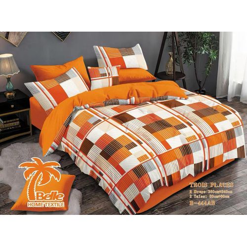 product_image_name-Belle-Lot de 2 Draps et 2 Taies - Confort et Élégance pour Lit 3 Places-Orange-1