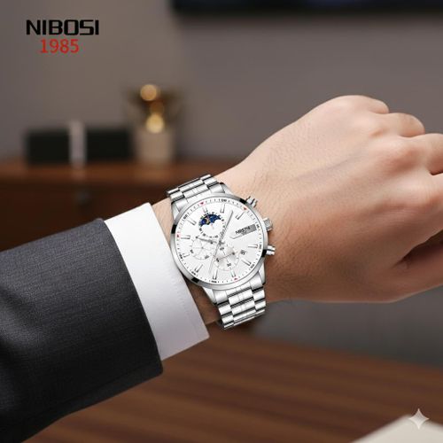 product_image_name-Nibosi-Montre Homme , Montre De Luxe à Quartz Avec Double Affichage, En Acier Inoxydable, Très Tendance, Idéal Pour Le Business Nouvelle Collection N2501-4