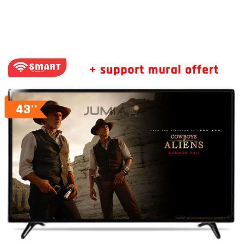 Smart TV LED 43 POUCES + DECODEUR INTEGRE +SUPPORT MURAL - Prix pas cher