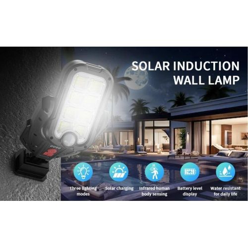 product_image_name-Generic-Applique murale multi-angle réglable à énergie solaire, activée par le mouvement, 3 Modes d'éclairage, double chargement USB solaire pour Patio extérieur et jardin-1