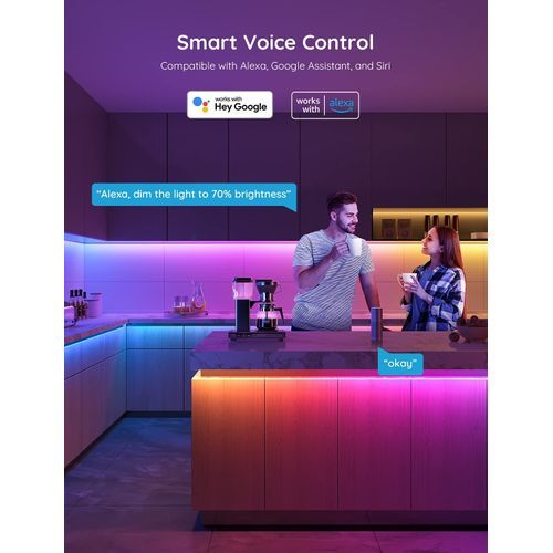 GOVEE 20m RGBIC LED Strip Lights Smart Segmented App Control Fonctionne  Avec WiFi Alexa Google Assistant Pour Salon 2 Rouleaux 10m - Prix pas cher